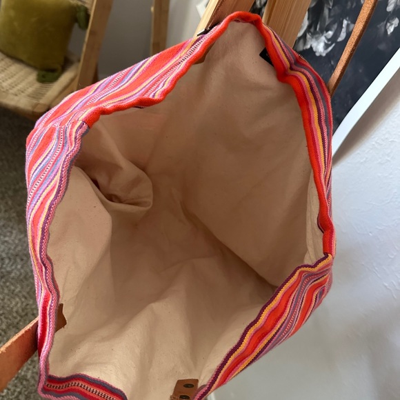 Will Leather Goods Multicolor Striped Tote — red, orange, yellow, pink - Picture 6 of 8